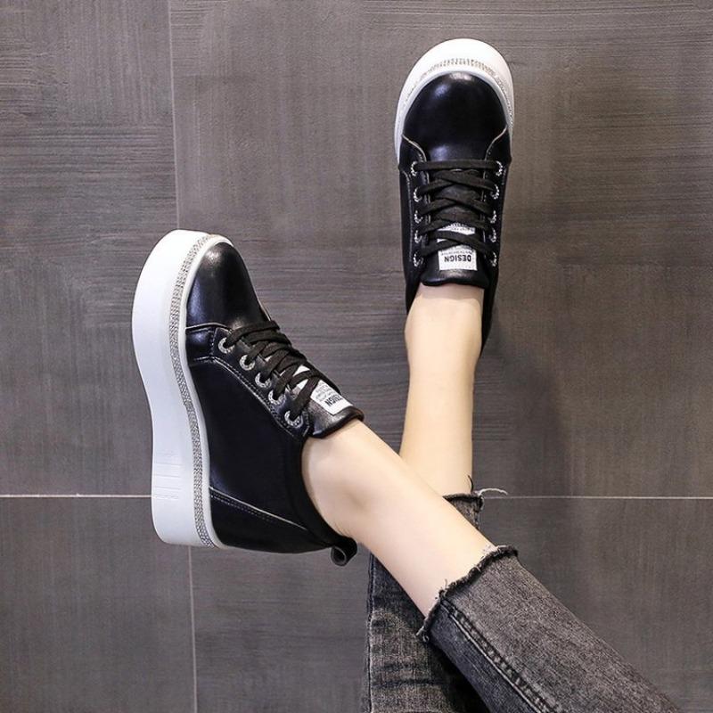 Women's Spring and Autumn New Inner Height-increasing Slope Heel Waterproof Platform Low-top Casual Sports Women's Shoes Single Shoes
