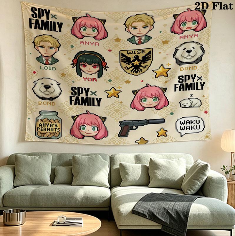 Spy Family Wall Tapestry Aesthetic Wall Hanging Printed Fabric Blanket Decorative Tapestries For Bedroom Living Room Home Decor