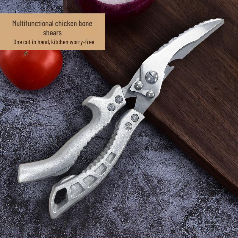 Stainless Steel Multi-Functional Kitchen Shears for Chicken & Fish Bones with Sharp Blades and an Aluminum Handle
