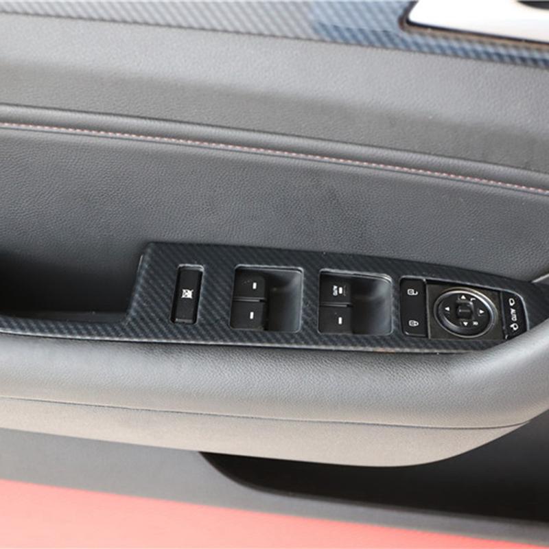 Für Hyundai Sonata 2015-Carbon Fiber Fensterheber Schalter Taste Panel Abdeckung Trim Innen Tür Armlehne Dekoration