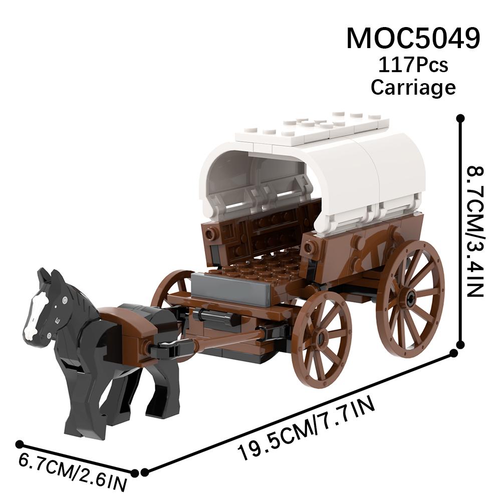 

MOC Средневековая Повозка Карета Лошади Конюшня Строительные Блоки Военная Война Вид Улицы Совместимые Фигурки Игрушки Для Детей Детский Подарок