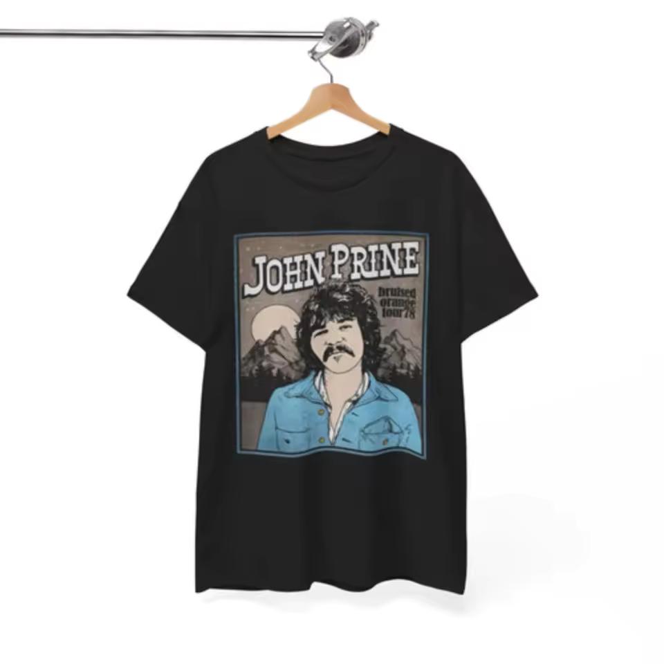 John Plains Retro Pattern T-shirt, unisex heavy-duty pure cotton T-shirt Men's casual loose streetwear suitable for all seasons