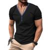 Summer Men's T-shirt, Casual V-neck Henry Shirt, Slim T-shirt, Short-sleeved Top for Men