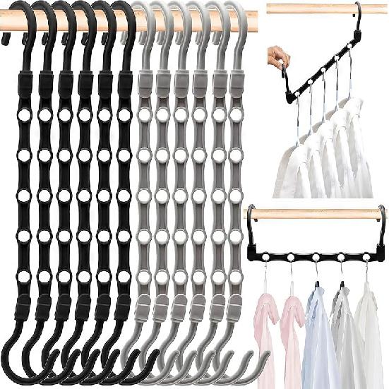 Closet Organizers and Storage,8 Pack Stronger Space Saving Hangers Clothes Hanger with 5 Holes Closet Storage for Heavy Clothes,Magic Home