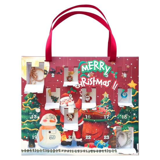 Christmas Surprise Bracelet Set 24 Grid Festive Designs Cartoon Decoration Blind Box with Santa Snowflakes