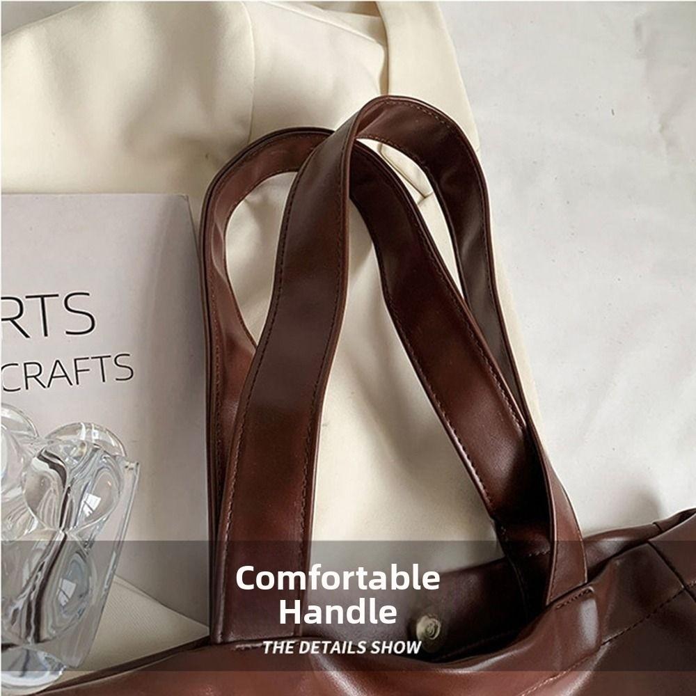 Magnetic Buckle Large Capacity Handbag Vertical Square Portable Shoulder Bag  College Student