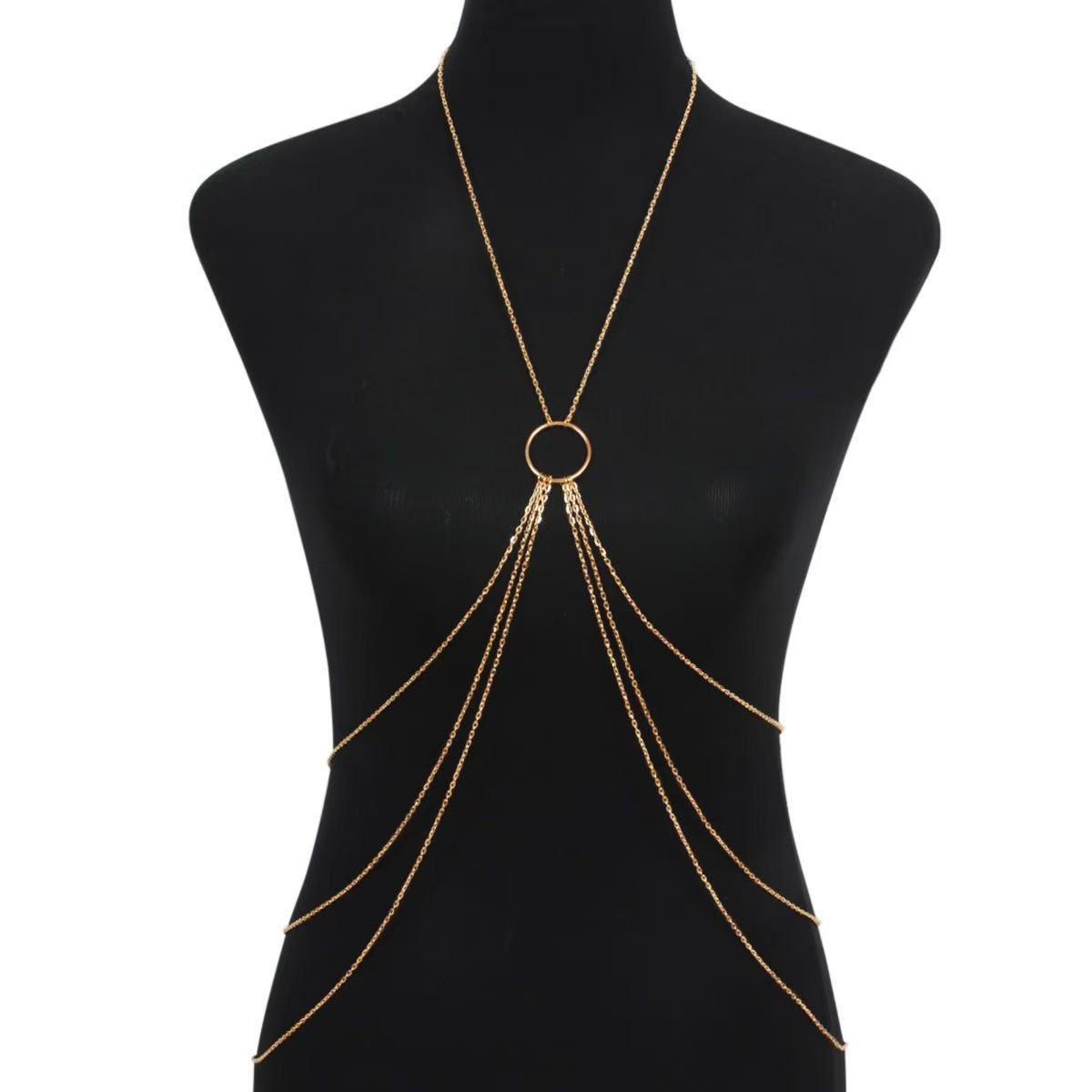 

Body chain accessories, European and American sexy fashionable simplicity, multi-layer chain, nightclub beach full body chest chain золотой