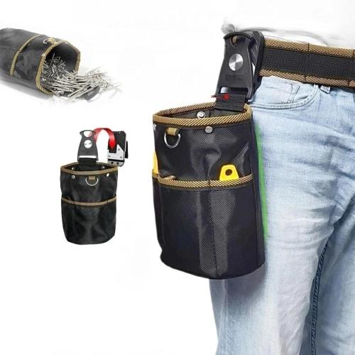 Coehaopike High-Density Nylon Waist Pouch with Screws, Nails, and Other Accessories, Waterproof and Durable, Features a Two-Tier Spring Closure, Detac