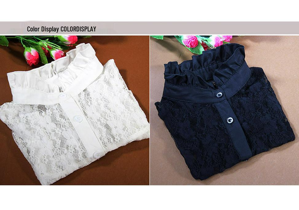 Korean Style Women's Lace Ruffle Collar Shirt for Spring and Autumn