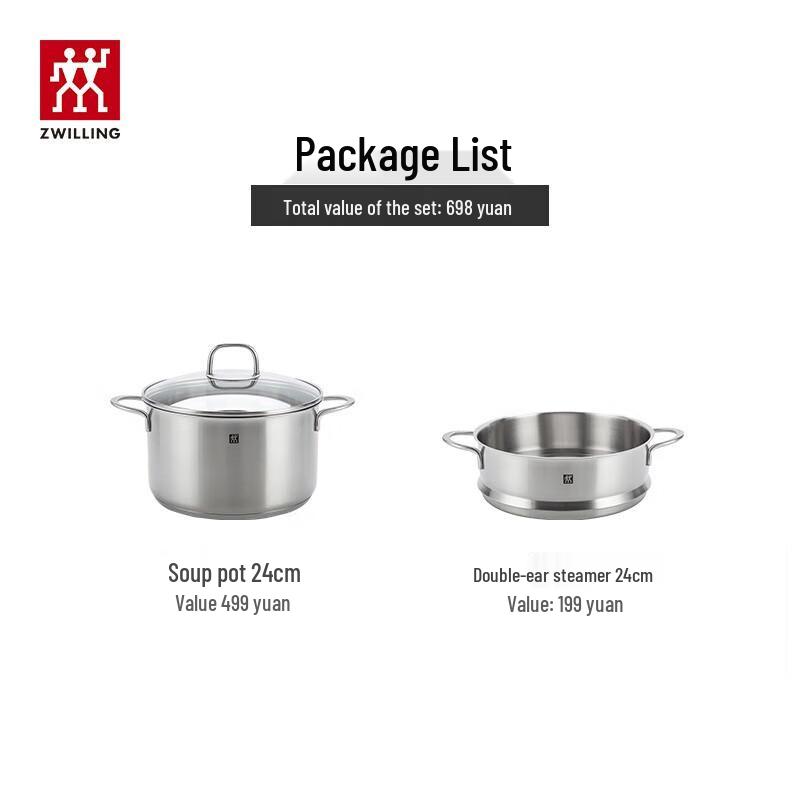 ZWILLING Twin Nova Plus 24cm Stockpot and Steamer Set