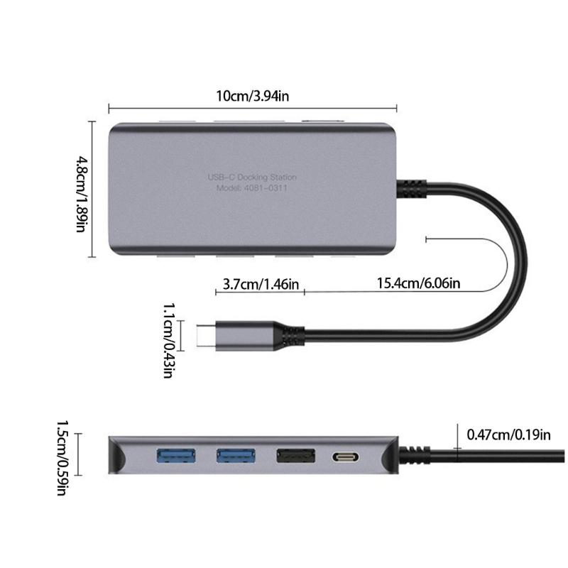 Fast Speed USB C Docking Station with HDTV 8K Support USB3.0 Port Gigabit Ethernet PD100W Fast Charging Card Reader