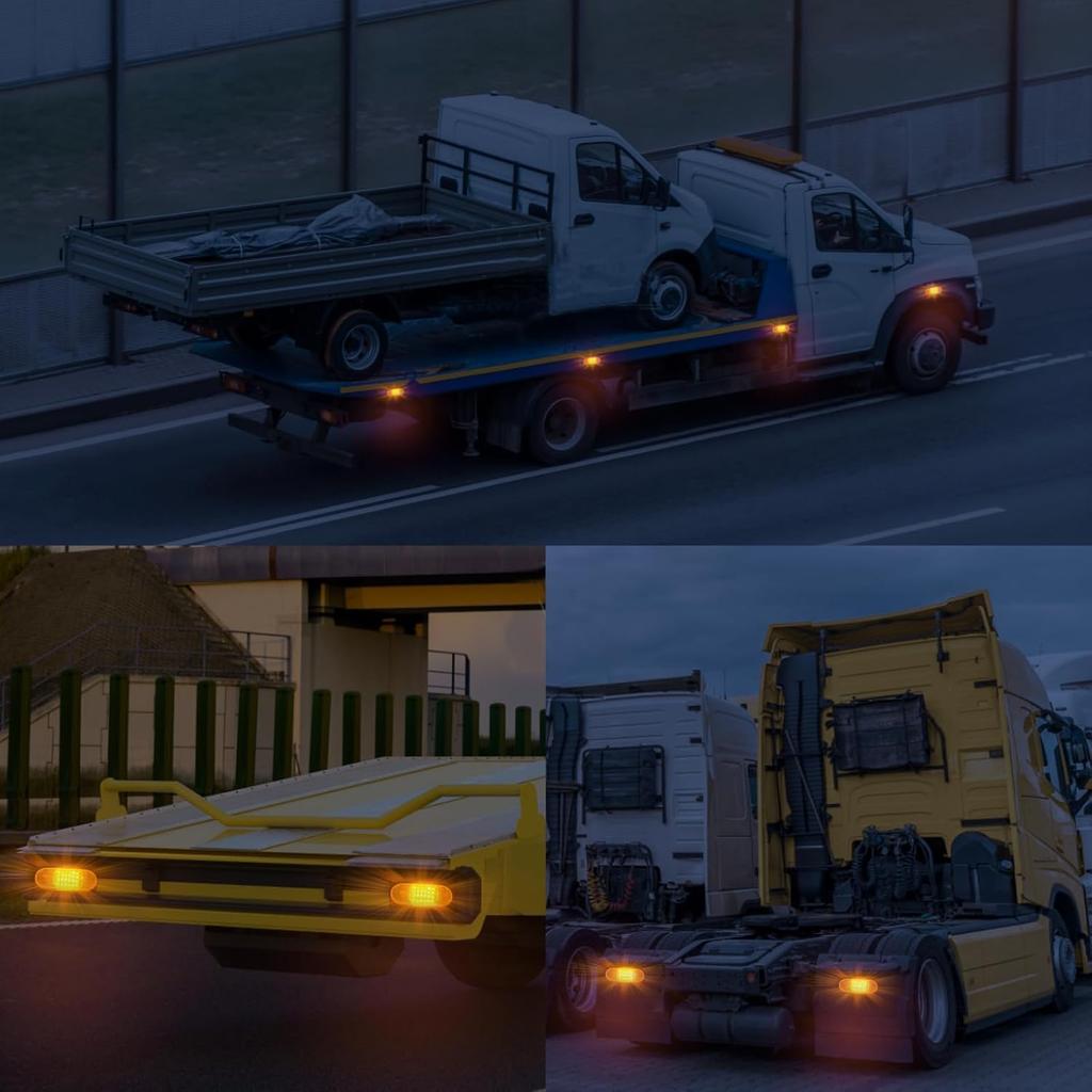 2Pcs 6.5 Inch Trailer Turn Signal Lighgts 6 Inch Oval LED Mid Turn Signal Amber Marker Light 24 LED W/Reflex Lens Mid-Ship Marker And Turn Signal