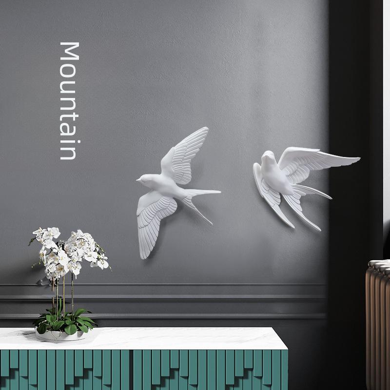 Nordic Living Room Wall Decoration Pendant Entrance Restaurant Creative Art 3d Bird Hanging Light Luxury Wall Hanging Swallow