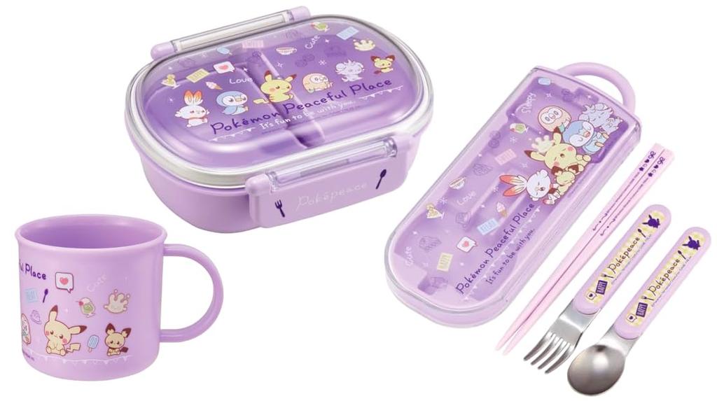Skater Character 24 Poke Piece Antibacterial Dishwasher Safe Fluffy Lid Tight Lunch Box Oval Lunch Box 360ml Trio Set Cup Monster Kids Children Fluffy