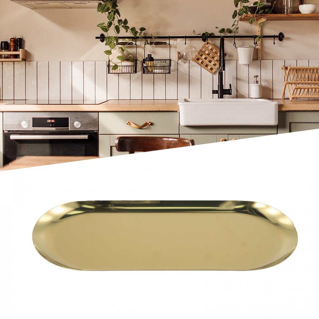 Compact Stainless Steel Tray for Tea Fruit and Jewelry Organization