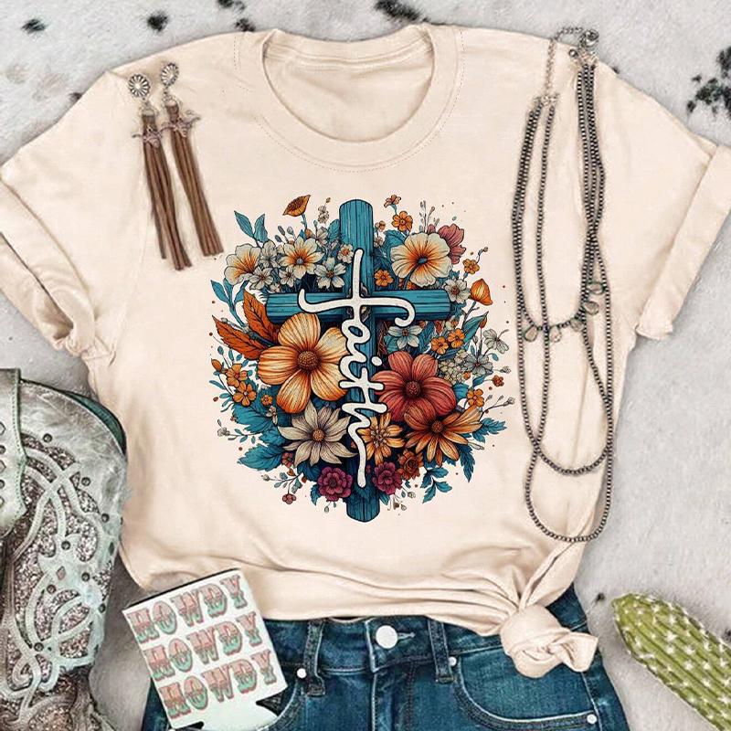 

Модная женская футболка с изображением коровьего черепа, буквенного цветочного креста и принтом, забавная повседневная футболка с круглым вырезом и короткими рукавами, летняя женская футболка 8XL белый