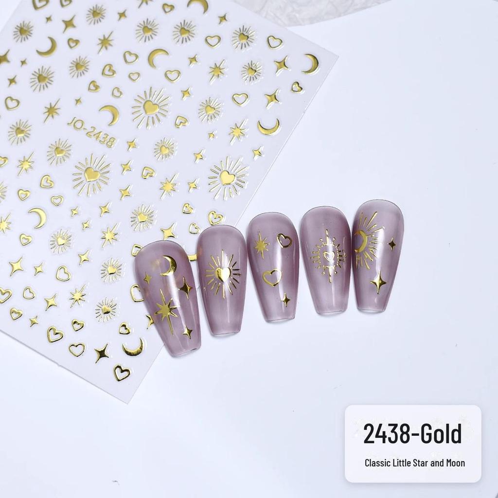 "Bohemian Silver Star & Moon Nail Sticker Set"