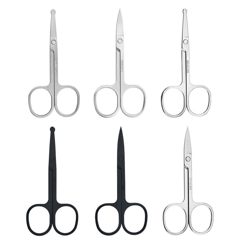 Mirror Stainless Steel Beauty Scissors Set: Pointed Tip Eyebrow Tweezers, Round Tip Nose Hair Scissors, Small Sanded Scissors