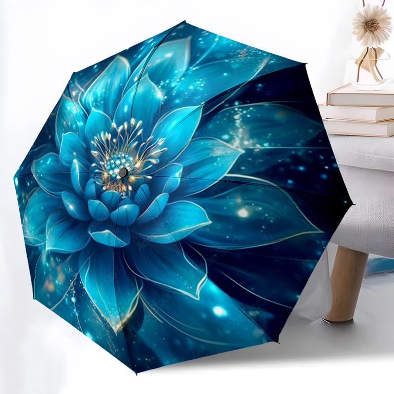 

1pc Blue Lotus Flower Automatic Umbrella - Automatic Opening And Closing, Sturdy Iron Frame, Formal Occasions yy251018224