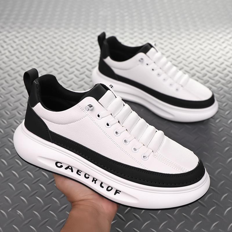 Fashion Thick Bottom Men's Vulcanize Shoes New Fashion Male Sneakers Comfort Lightweight Casual Leather Shoes Outdoor Walking Footwear