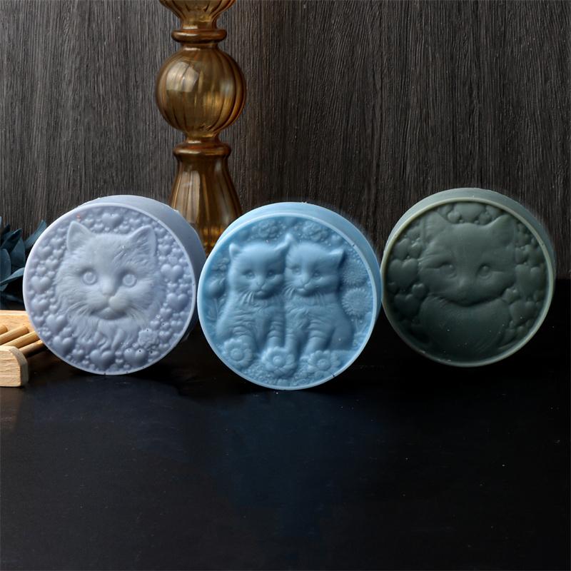3D Roundness Embossed Love Cat Silicone Soap Mold DIY Cat Paw Candle Soap Mould Chocolate Cake Baking Tools Home Decor Gift