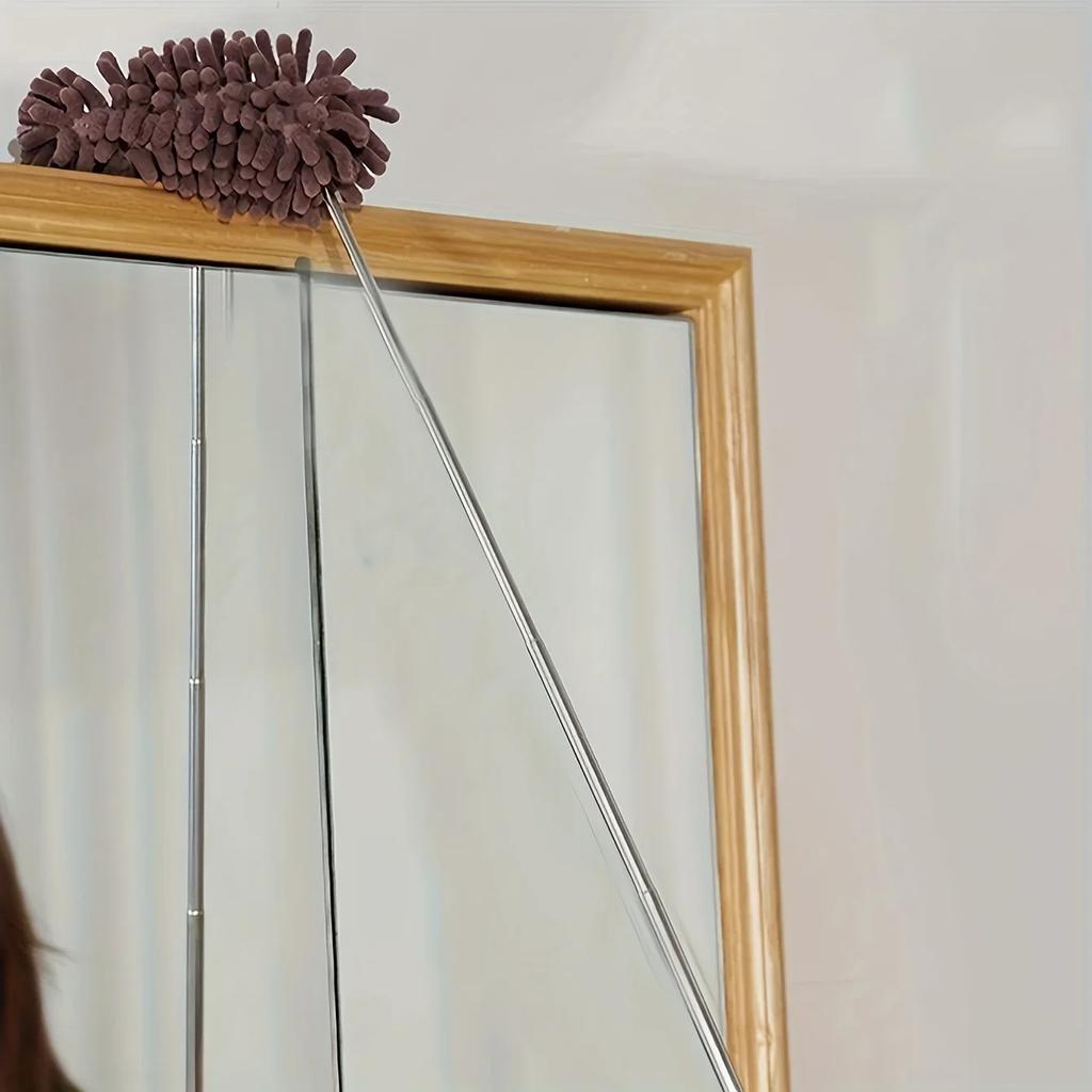 1pc-Washable Mini Telescopic Duster with Extendable Handle - Soft Chenille, Lint-Free, Multifunctional for Efficient Cleaning