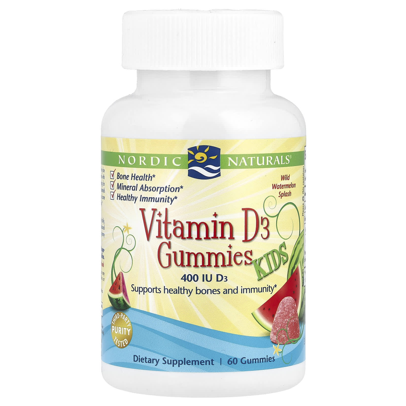 

Children s Vitamin D3 Gummies, Wild Watermelon Splash, 400Iu, 60 Gummies