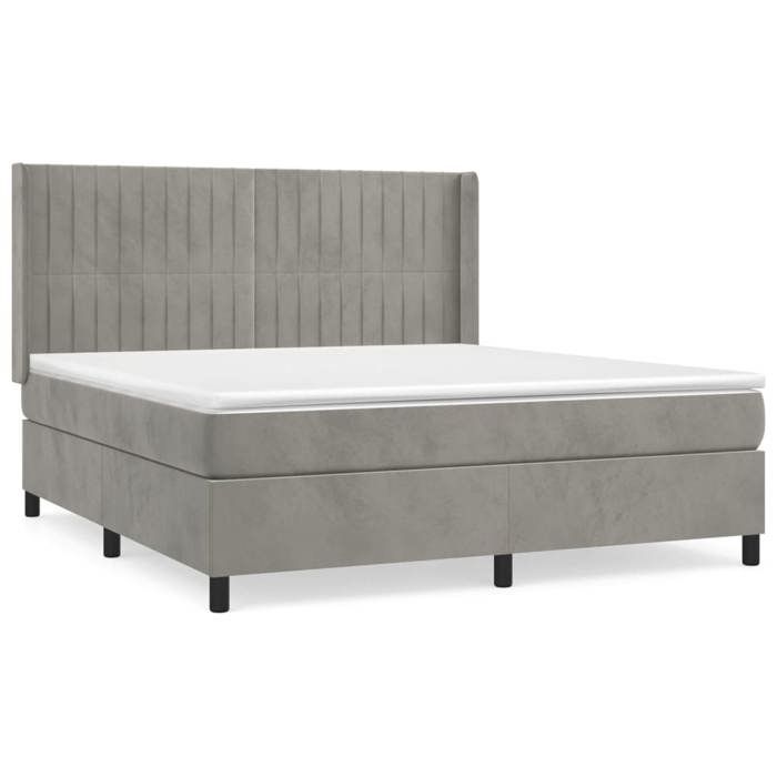 Maison Exclusive - Sommier à lattes de lit et matelas Gris clair 180x200cm Velours
