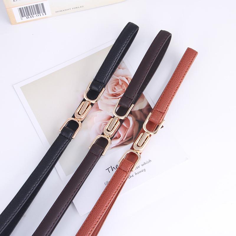 Women's Double Buckle Adjustable Decorative Leather Waist Belt for Skirt or Sweater, Korean Style.