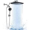 11.8" High Pressure Shower Head with Handheld, Metal Core Fittings | Handheld Shower Heads with Multi Spray Modes, Rainfall Combo