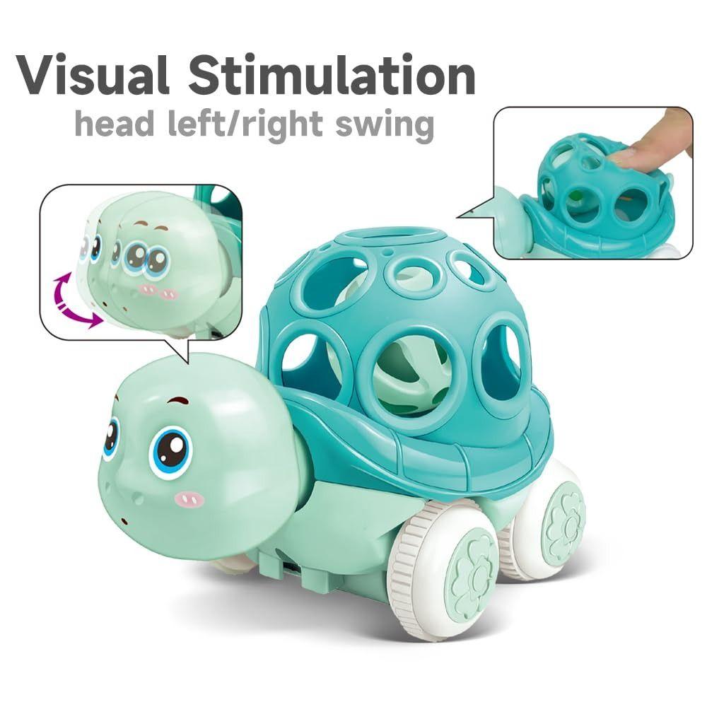 Press and Go Baby Car Toy Friction Powered Crawling Toy Inertia Pull Back Car for 1-3 Years Old