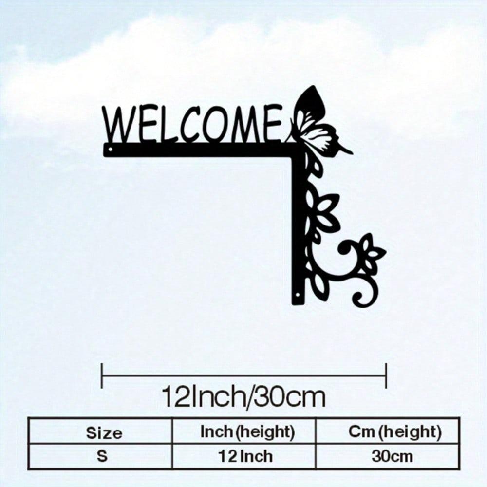 Geometric Floral Welcome Metal Wall Art Vintage Iron Entryway Decor Home Accent Gift