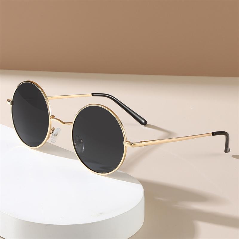 Fashion Retro Round Hippie Sunglasses for Women Men Trendy Punk Disco Party Glasses Circle Metal UV Protection Sunglasses