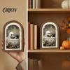 Cute Ghost Decoration Arch Wooden Sign, Halloween Table Rustic Farmhouse Arched Sign Shelf Decor, Decorative Wall Art for Mantel Living Room