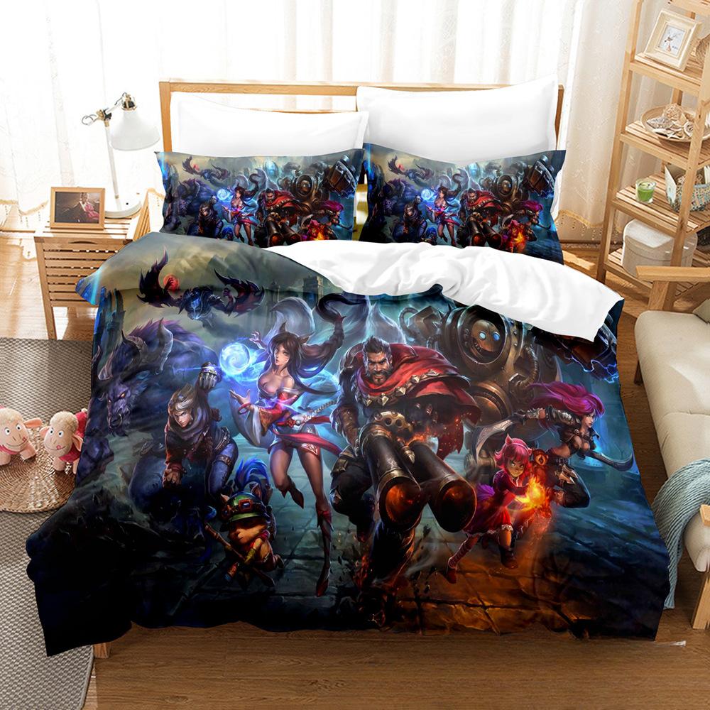 Comforter League Of Legends Lady Of Luminosity And Vn Design Quilt Set Three-Piece Lol Game Character Print Bedding King Size