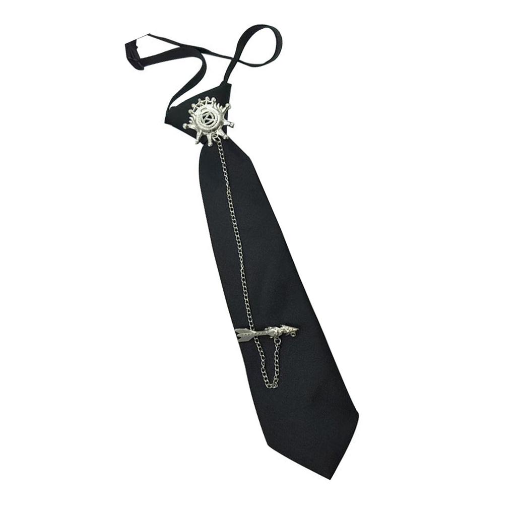 Adjustable Pre Tied Vintage Neck Tie Student Uniform Metal Arrows Chain Tie For Punk Rock Outfit Anime Cosplay Accessory