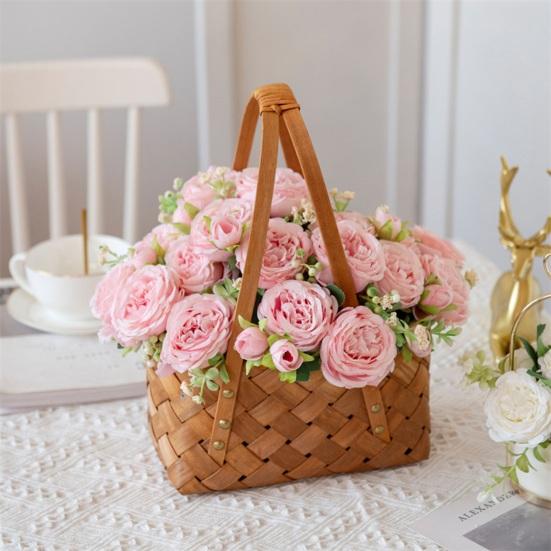 Realistic 5-Head Artificial Peony Flower with 4 Buds Lifelike Faux Silk Flower Bouquet for Vase Wedding Bouquets DIY Crafts Valentine's Day Home