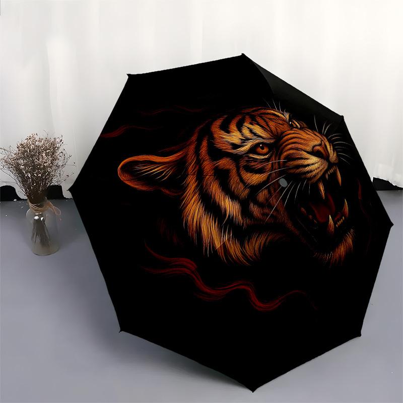 1pc Tiger Roar Umbrella with Plastic Handle,Compact & Stylish,Suitable for All Seasons Ptys26013
