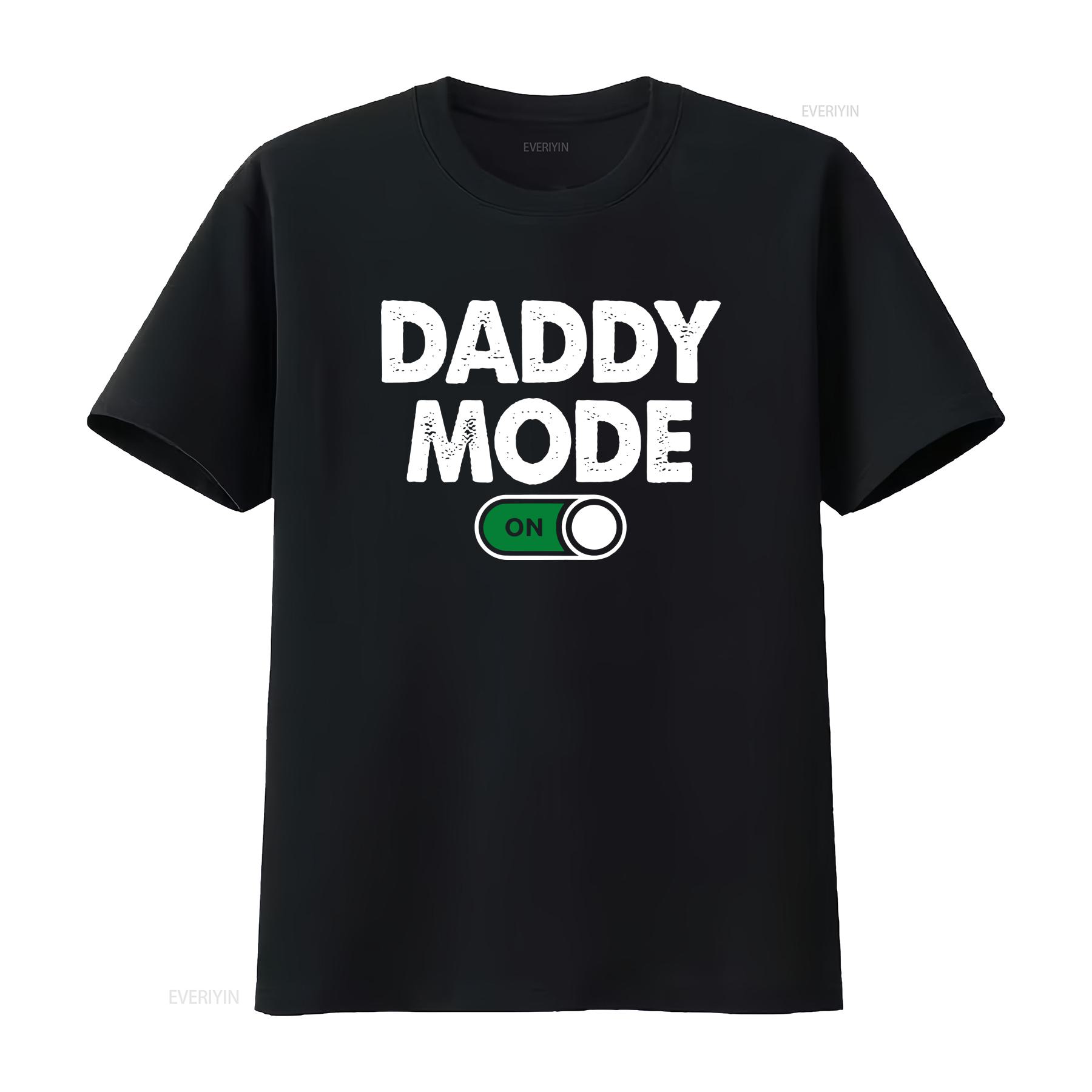 

Daddy mode on T Shirt new gift dad fathers day funny for him promoted to vintage Washed Casual fashion Comfortable Breathable 4XL