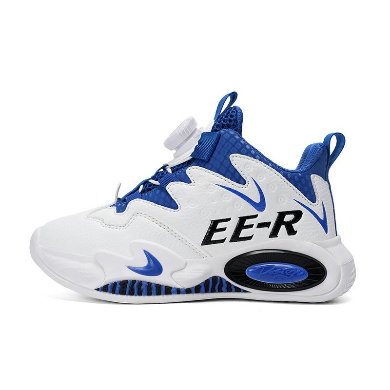 Children's basketball shoes leather surface boys button sports shoes medium and large children's students boys wear-resistant training actual ru