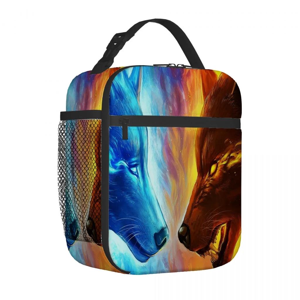 Wolf Angry Animal Lunch Bag Portable Aluminum Foil Thickened Insulated Lunch-Bag Gift Waterproof Lunchs Tote Bags