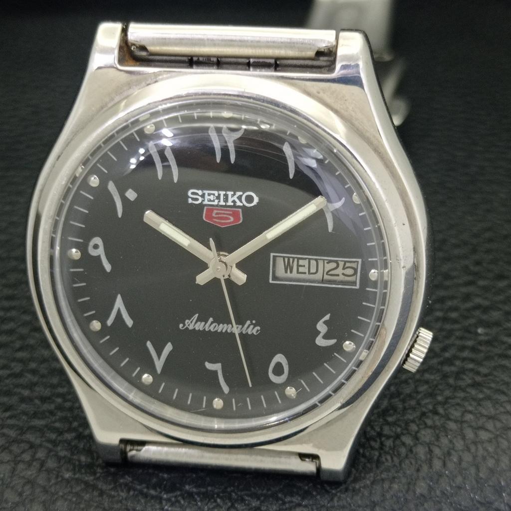 GENUINE VINTAGE SEIKO 5 AUTOMATIC 7009A JAPAN MENS BLACK DIAL WATCH A702608-1 R209-a702608