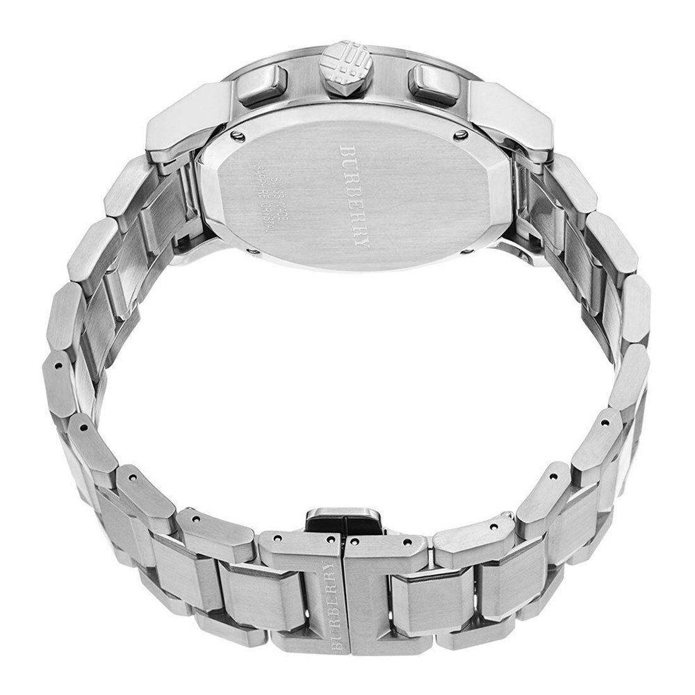Burberry Orologio da uomo con cinturino in acciaio inossidabile a quadri grandi BU9350