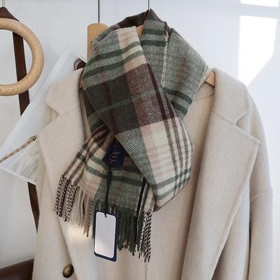 Selected Australian Wool Pure Wool Plaid Scarf British Classic Unisex Couple Winter Warm Scarf