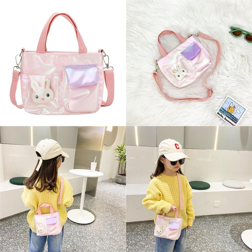 Color Children One Shoulder Handheld Diagonal Cross Bag With Decor Rabbit
