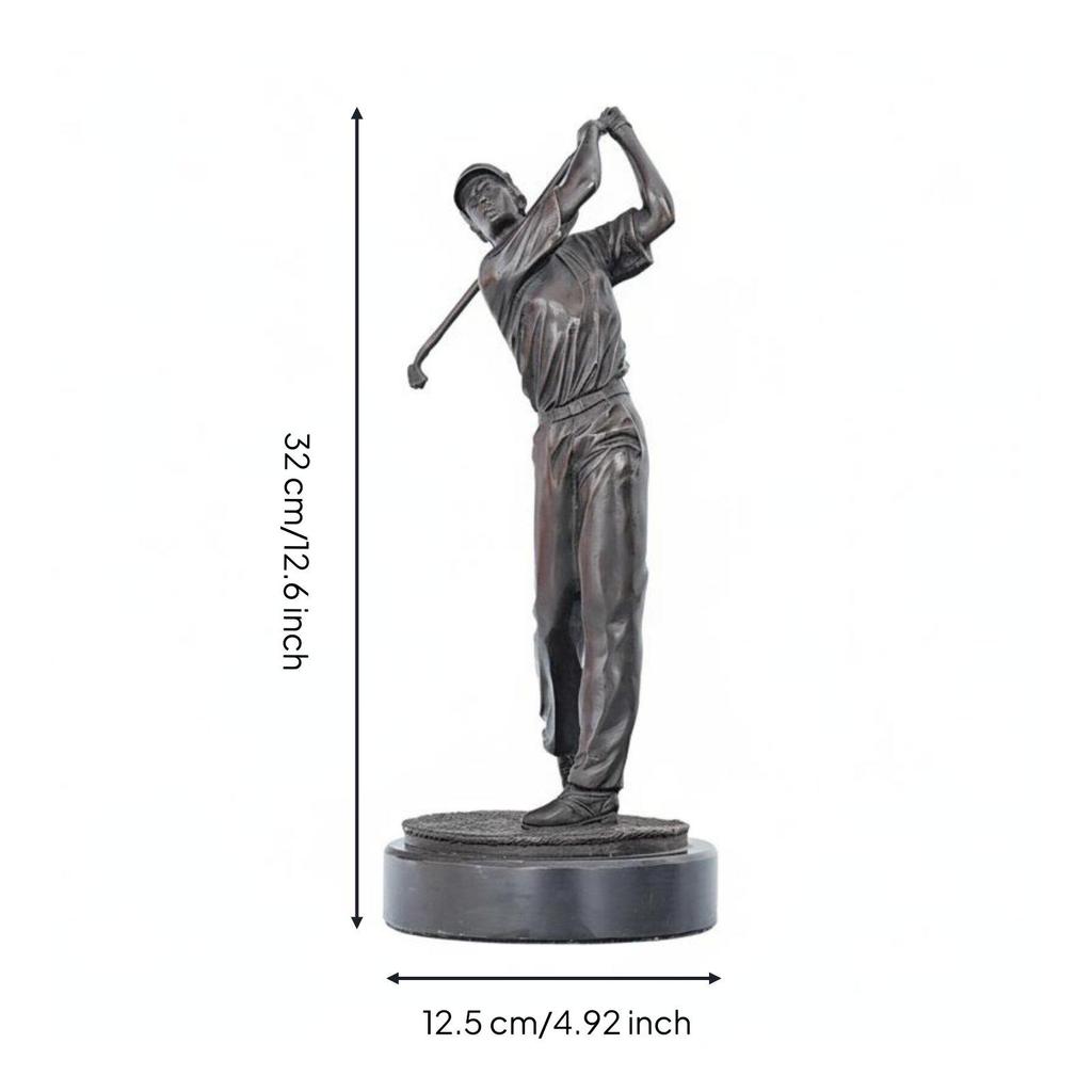 Cast Iron Golfer Figurine Sports Theme Fine Detailing for Office