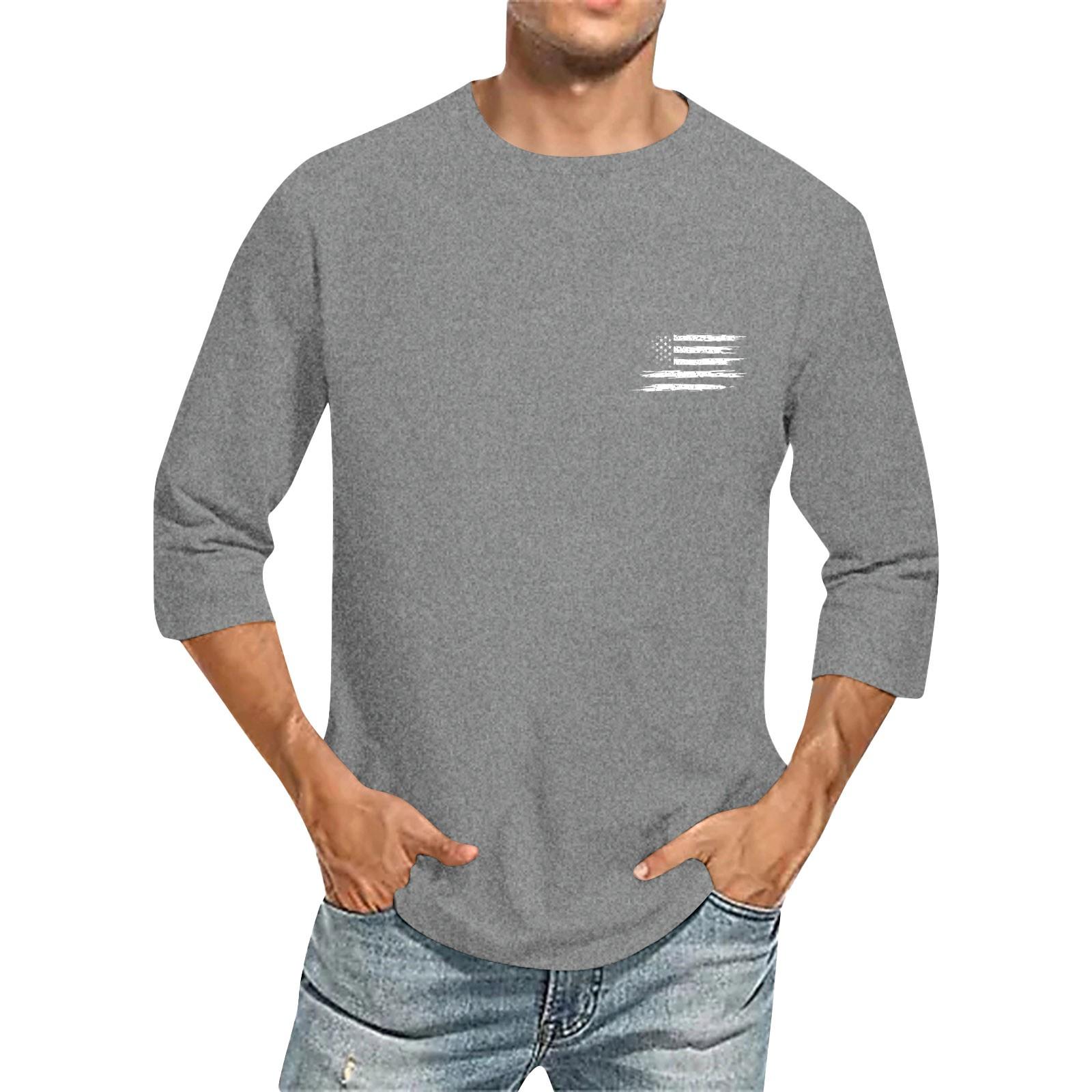 

Чоловіча повсякденна модна футболка з круглим вирізом і рукавом три чверті XXL