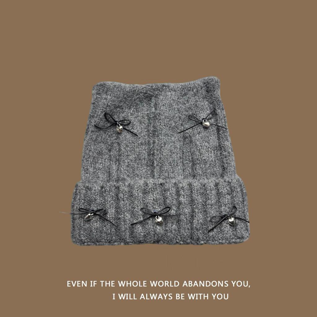 2025 Autumn/Winter Cat Ear Knit Hat - Warm & Versatile with Face-Flattering Bow Design