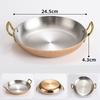 Stainless Steel Spanish Paella Pan Big Double Handle Round Flat Bottom Pan Western Restaurant Fried Chicken Pasta Plate Cookware