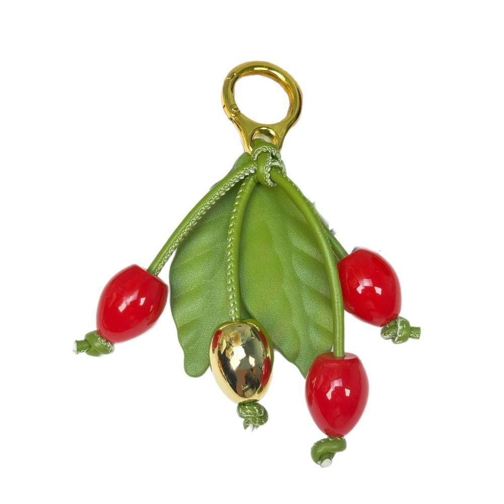 Elegant Cherry Keychain Pu Leather Bag Pendant Funny Fruit Bag Charm Key Ring